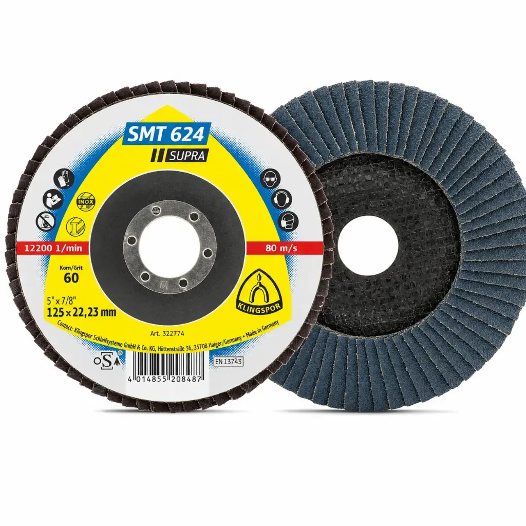 Klingspor SMT 624 Supra Flap Disc 222109 – 125mm x 22.23mm, 60 Grit