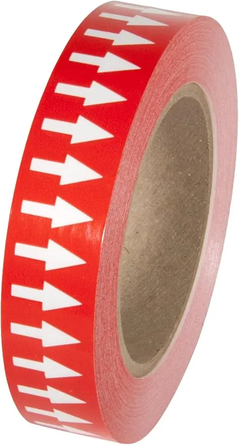 Arrow Marking Tape – White Arrows on Red Polyethylene Tape (108 ft Roll)